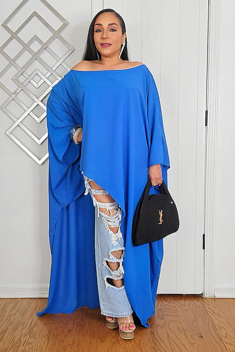 030725 The Oversized Asymmetrical Sophia Top- Royal Blue