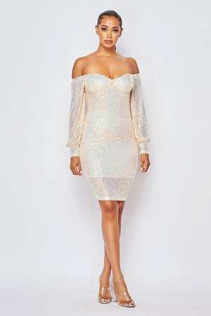 White Opal Sequin Dress