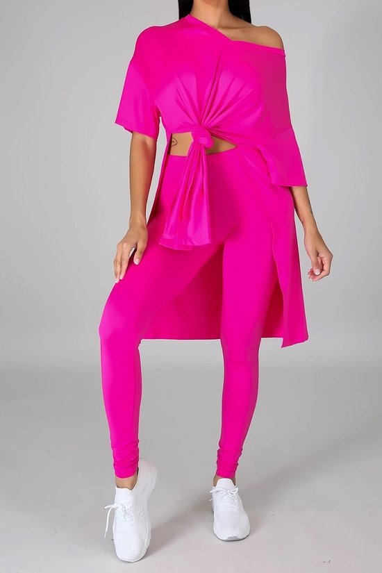 081122 The Fuschia High Split Side Oversized Top & Leggings